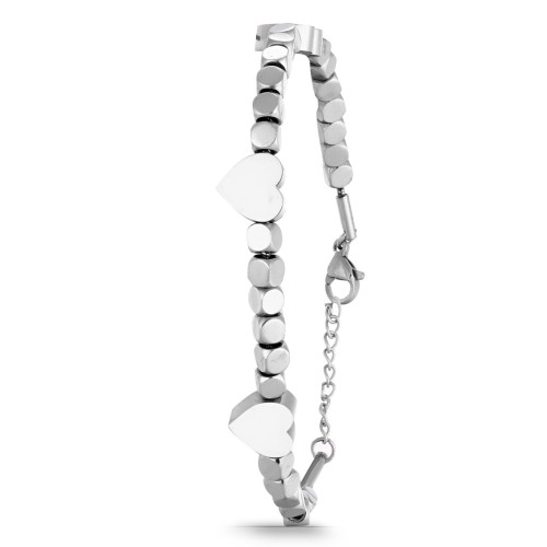 Forentina Gümüş Rengi Kobra Zincirli Kalpli Bayan Bileklik PS4195 Forentina Gümüş Rengi Kobra Zincirli Kalpli Bayan Bileklik PS4195