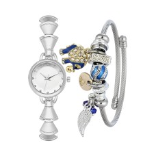 Forentina Gri Bayan Kol Saati-Filli Charm Bileklik Kombin Set PS4199